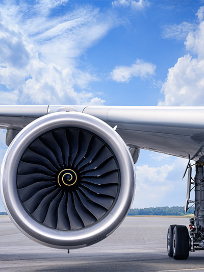 Triebwerk einer Flugzeugs von vorne